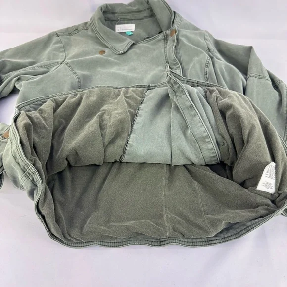 Anthropologie Plus 3X Everyday Belted Moto Jacket Light Green Lined Zip & Button - Picture 8 of 16